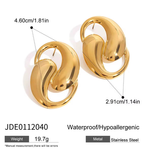 Water drop Ring Stainless Steel Earrings