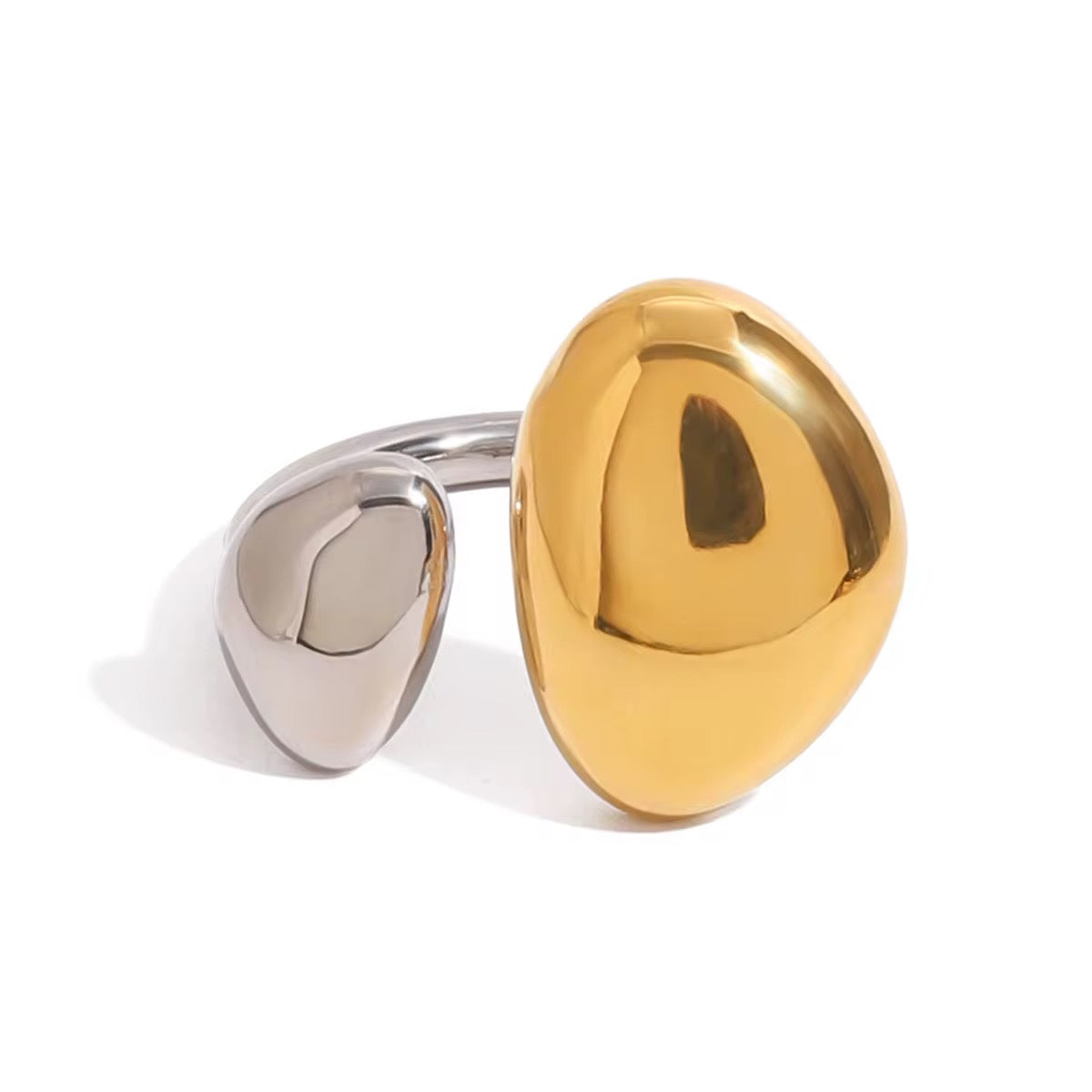 Two Toned Oval Ring Stainless Steel